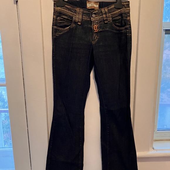 NEW GALLIANO GOLD DUSTED WIDE LEG JEANS - Picture 6 of 10